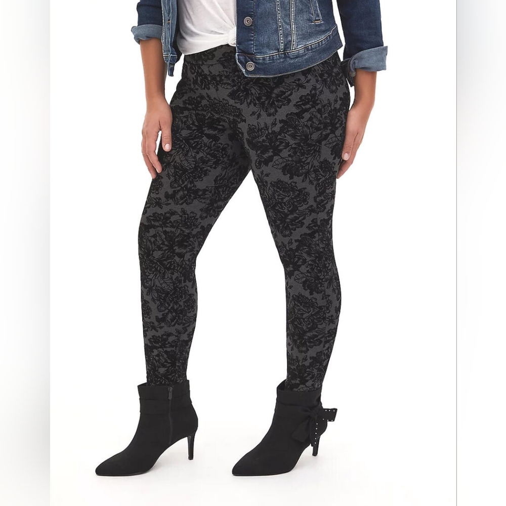 2X Torrid‎ Pixie Skinny Studio Luxe Ponte High-Rise Flocked Print Pant